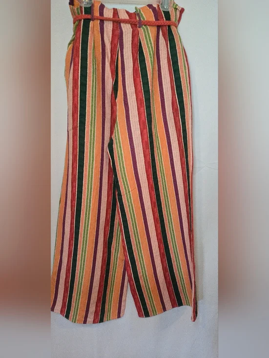 Farm Rio X Anthropologie Augustine Linen Striped Wide Leg Paperbag Pants XS - Picture 7 of 10